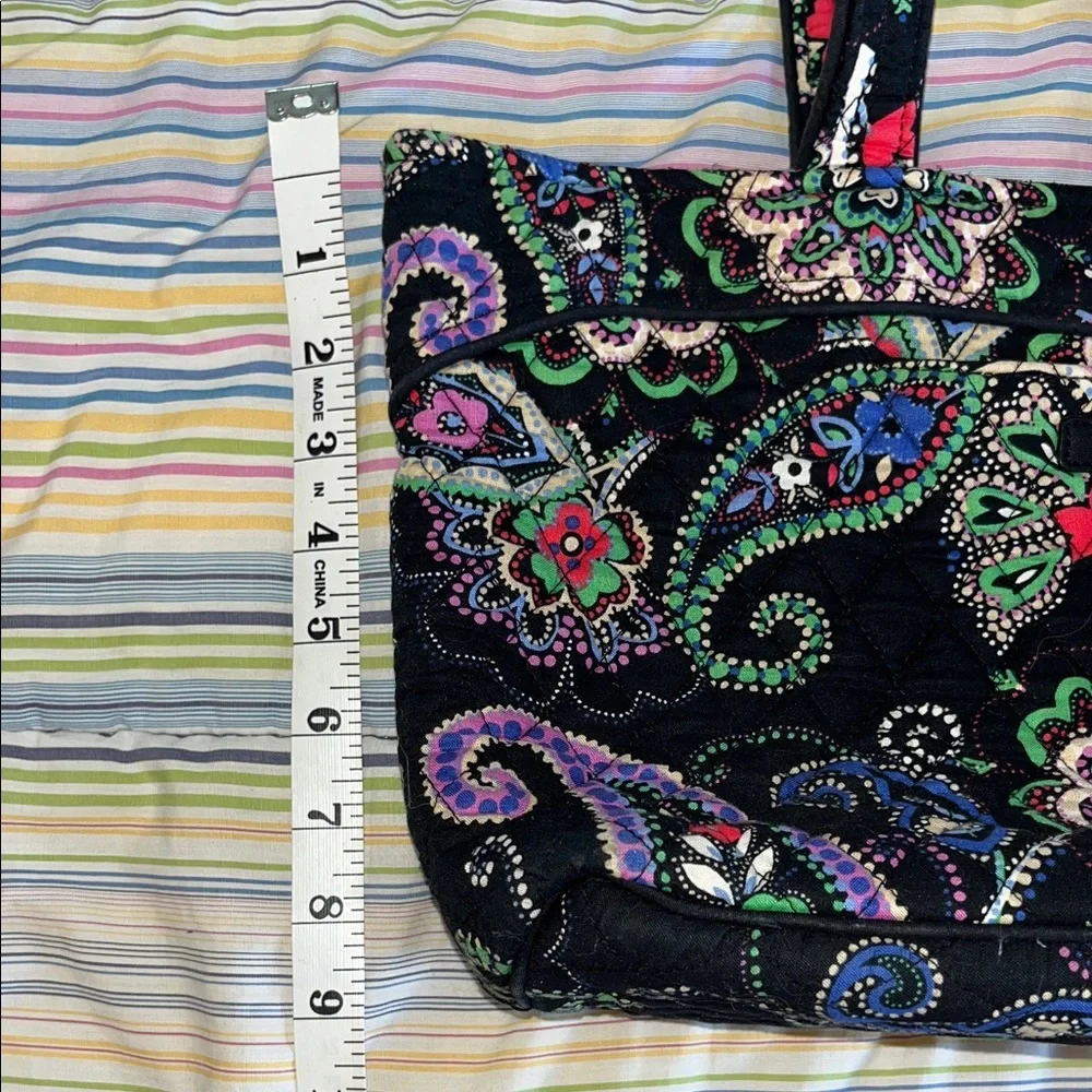 Vera Bradley Black Bohemian Paisley Floral Small Tote with Multicolor Accents - Picture 9 of 9